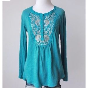 Meadow & rue embroidered Henley top